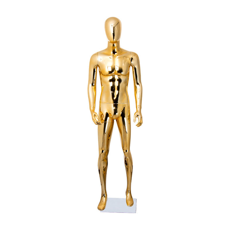 Brand Clothing Electroplated Mannequin | Full - Body Colorful Fiberglass Resin Golden Men's Clothing Window Display Rack