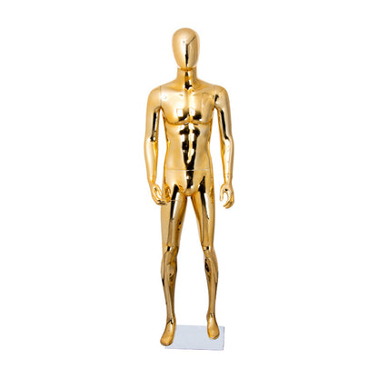 Brand Clothing Electroplated Mannequin | Full - Body Colorful Fiberglass Resin Golden Men's Clothing Window Display Rack