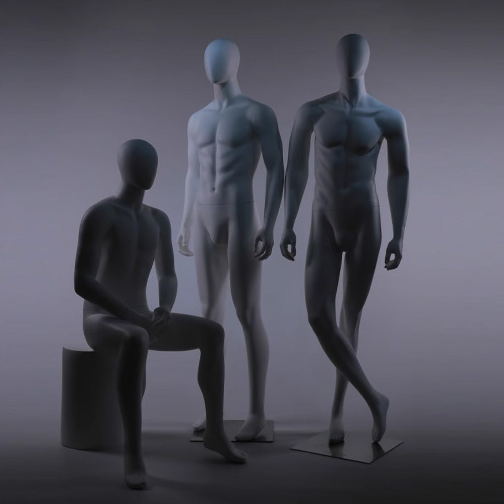 Jelimate Realistic Male Mannequin Full Body Model,Male Full Body Dress Form Black White Fiberglass Mannequin,Window Display Male Sport Mannequin Suit Model,Clothing Shop Male Display Mannequin for Clothes