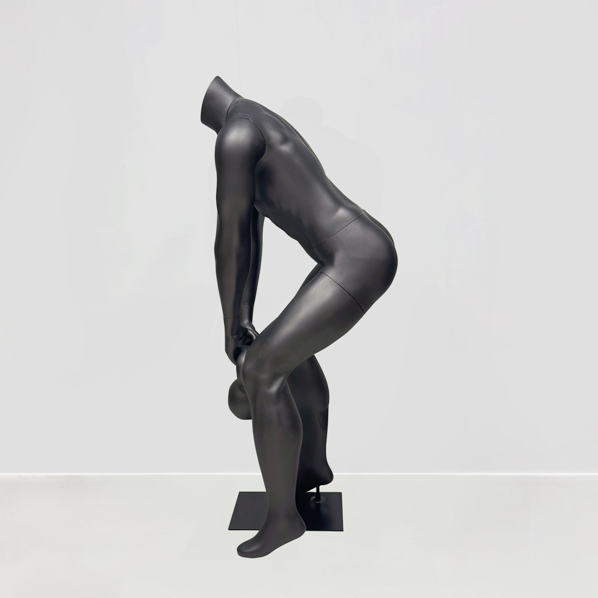 Athletic Kettlebell Pose Headless Male Mannequin - Full Body Sports Display for Gym & Retail