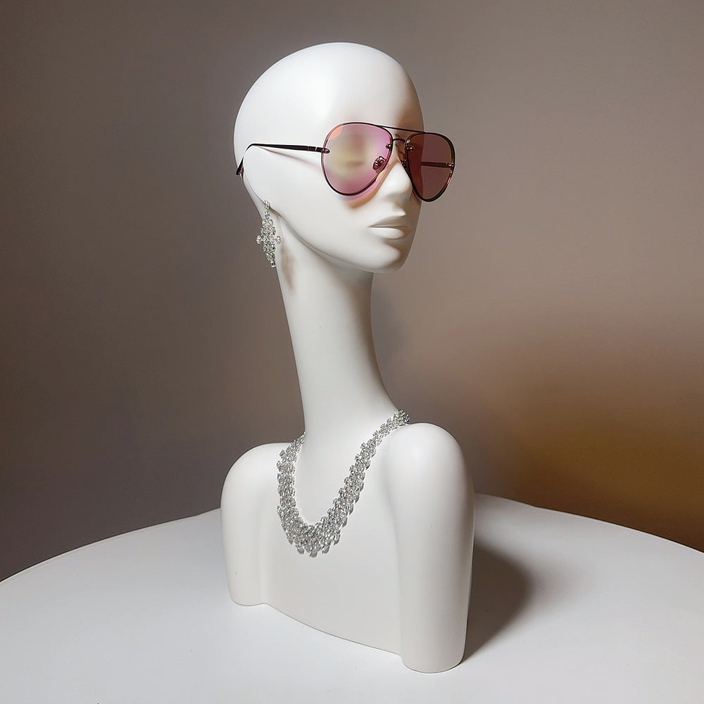 Luxury Fiberglass Mannequin Head - White Display Stand for Wigs & Jewelry