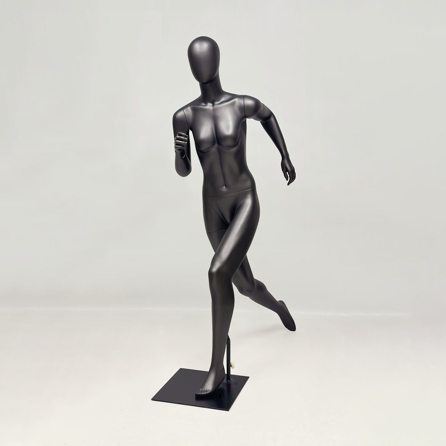 Running Mannequin Full Body Black Fiberglass Athletic Display Stand Male Female Gym Store