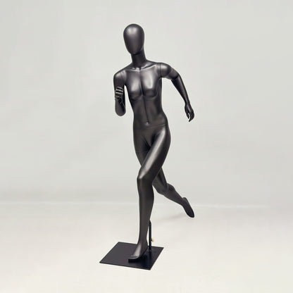 Running Mannequin Full Body Black Fiberglass Athletic Display Stand Male Female Gym Store