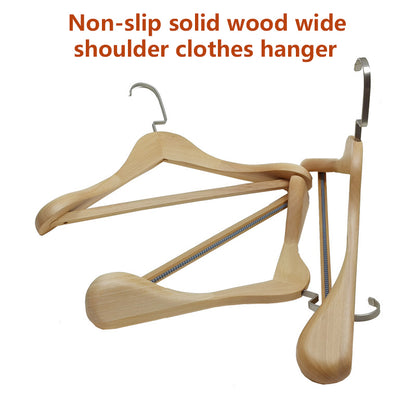 Retro Wide-Shoulder Wooden Hanger: Premium Non-Slip Closet Essential