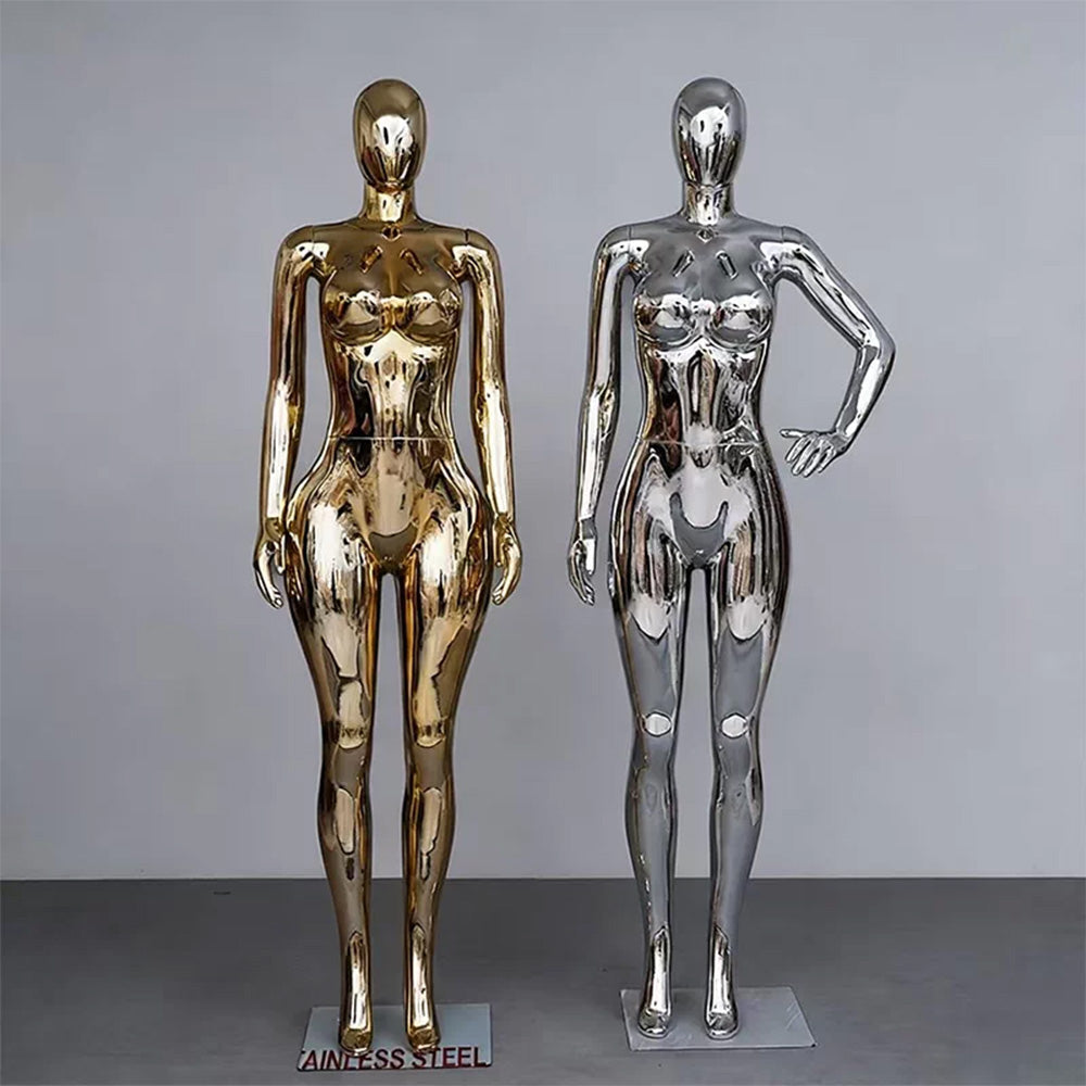 JELIMATE Plus Size Electroplated Female Mannequin 3 Colors, Curvy Window Display Fixture
