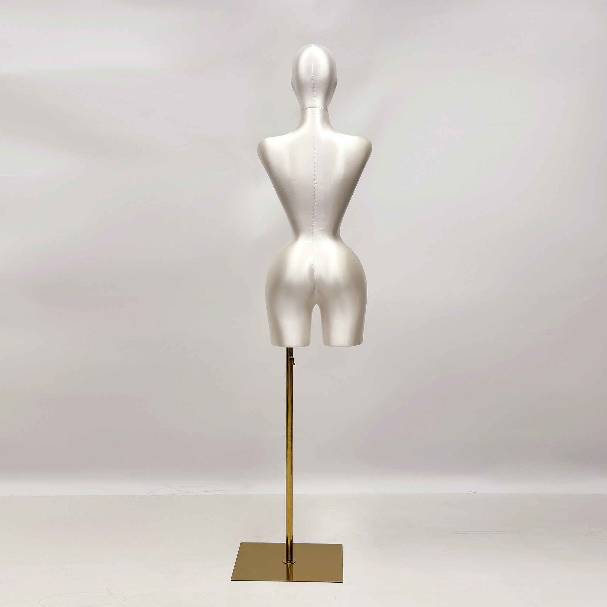 JELIMATE Plus Size Female Mannequin Torso - Fully Pinnable Satin Curvy Dress Form with Gold Base