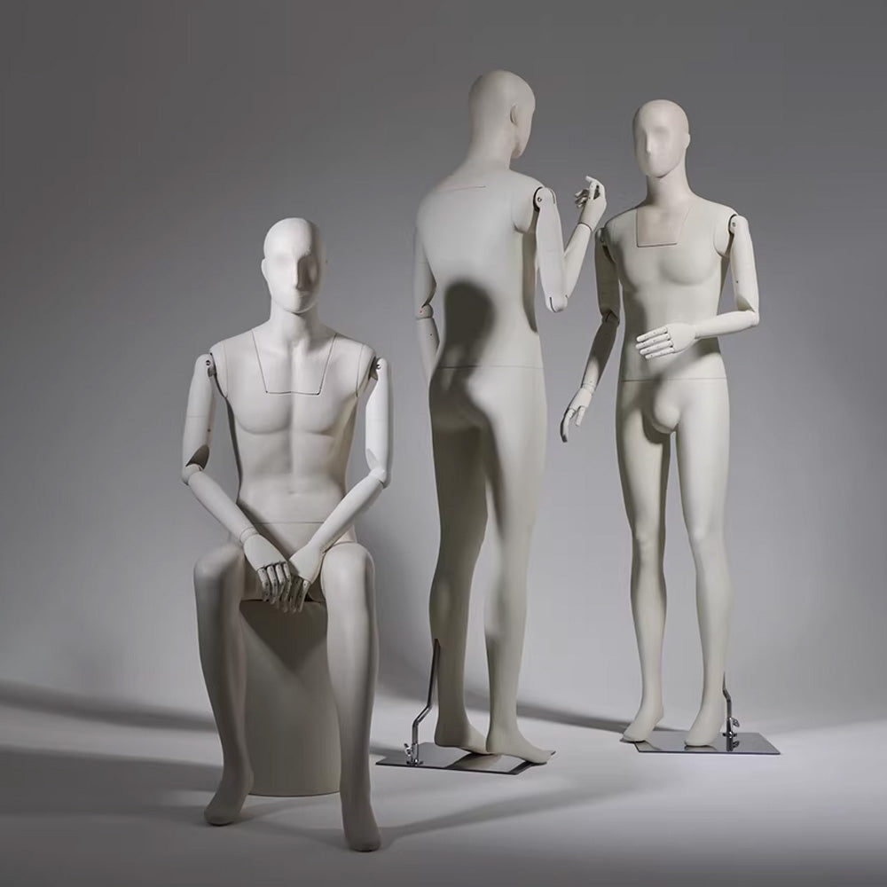 Premium Male Mannequin Full Body with Face - Standing & Seated Pose Retail Display for Boutique