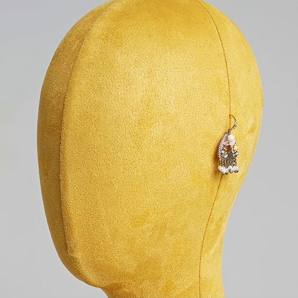 JELIMATE Fabric Mannequin Head Stand with Wood Base for Hat Wig Jewelry Display