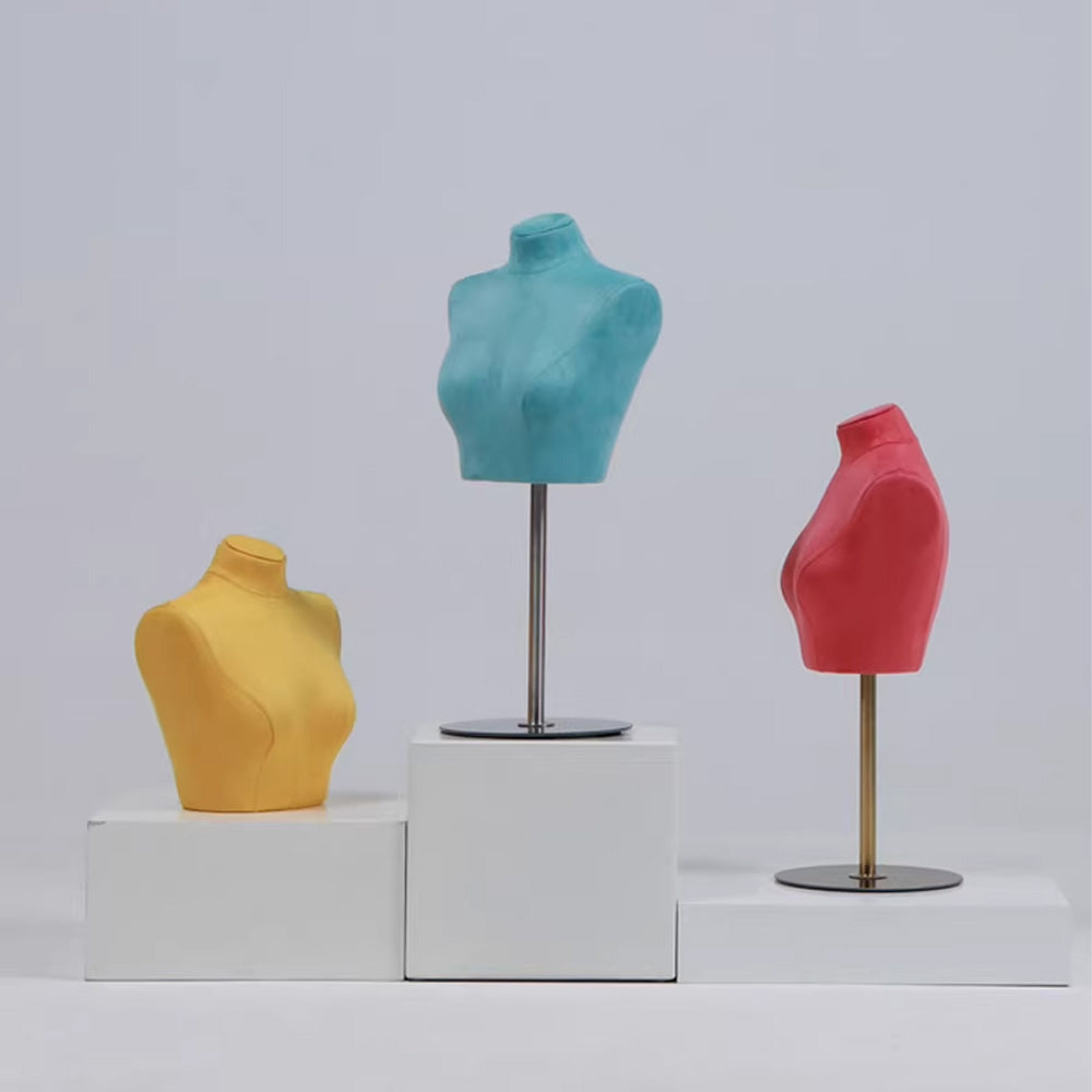 Suede Bust Mannequin for Lingerie Display - Handcrafted Matte Finish Display Prop