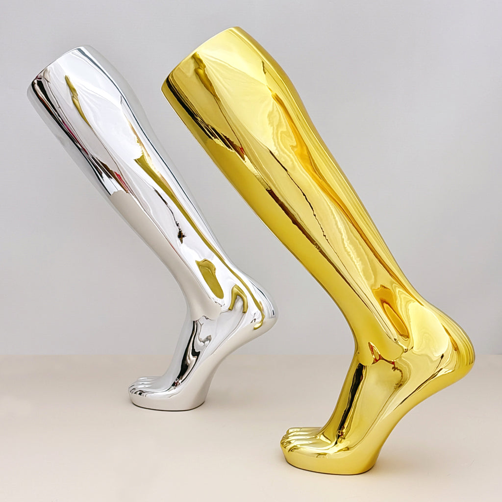 Jelimate Electroplated Left Leg Mannequin for Shoes, Socks & Jewelry – Gold Silver