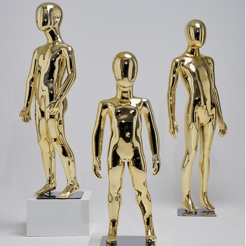 Luxury Gold Kids Mannequin Display | Mirror Finish Child Full Body Window Display Mannequin | JELIMATE