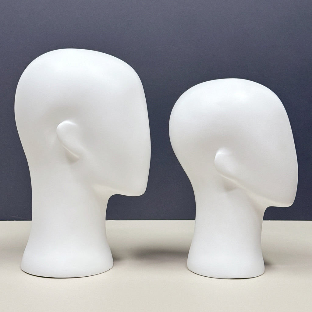 White Abstract Mannequin Head - Professional Display Stand for Wigs, Hats & Accessories