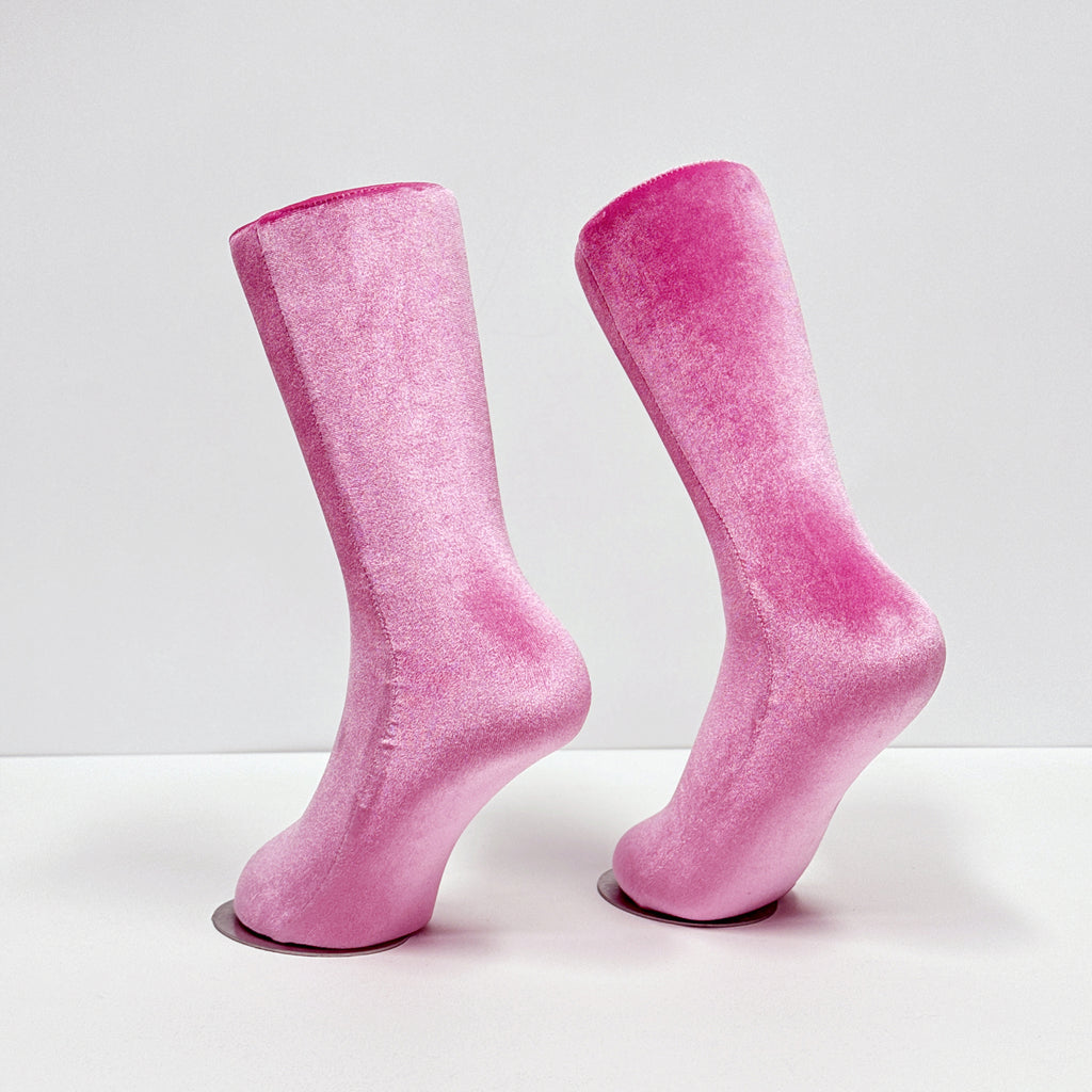 Pink Velvet Foot Mannequin - Premium Display Stand for Socks & Anklets