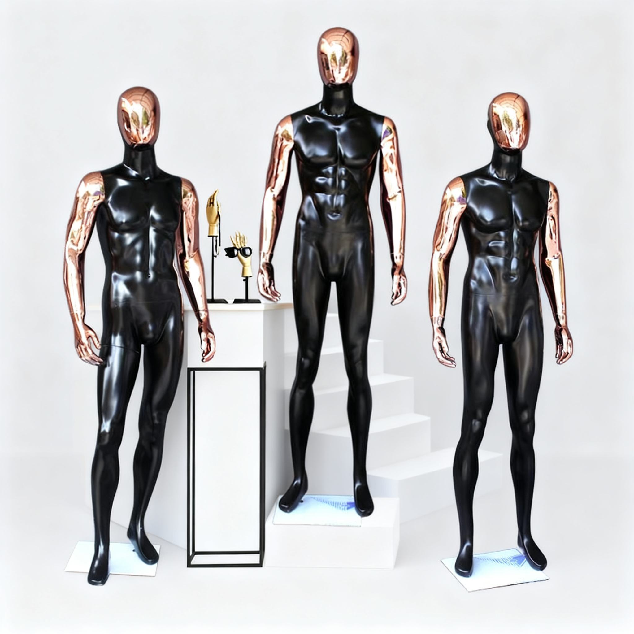 JELIMATE Rose Gold Fiberglass Mannequin - Full Body Male Display for Fashion Window