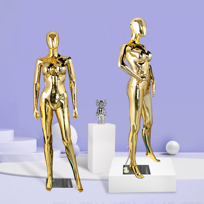 Jelimate Luxury Window Gold Silver Fat Female Mannequin,Big Breast Plus Size Curvy Female Mannequin