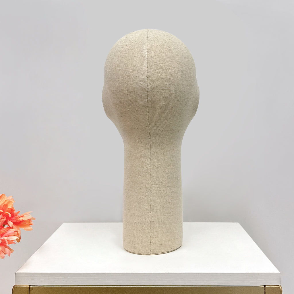 Jelimate Head Mannequin,Grey Linen Fabric Mannequin Head Dress Form,Hat Display Head Model Wig Display Stand,Headband Sunglasses Headphone Display Head Form