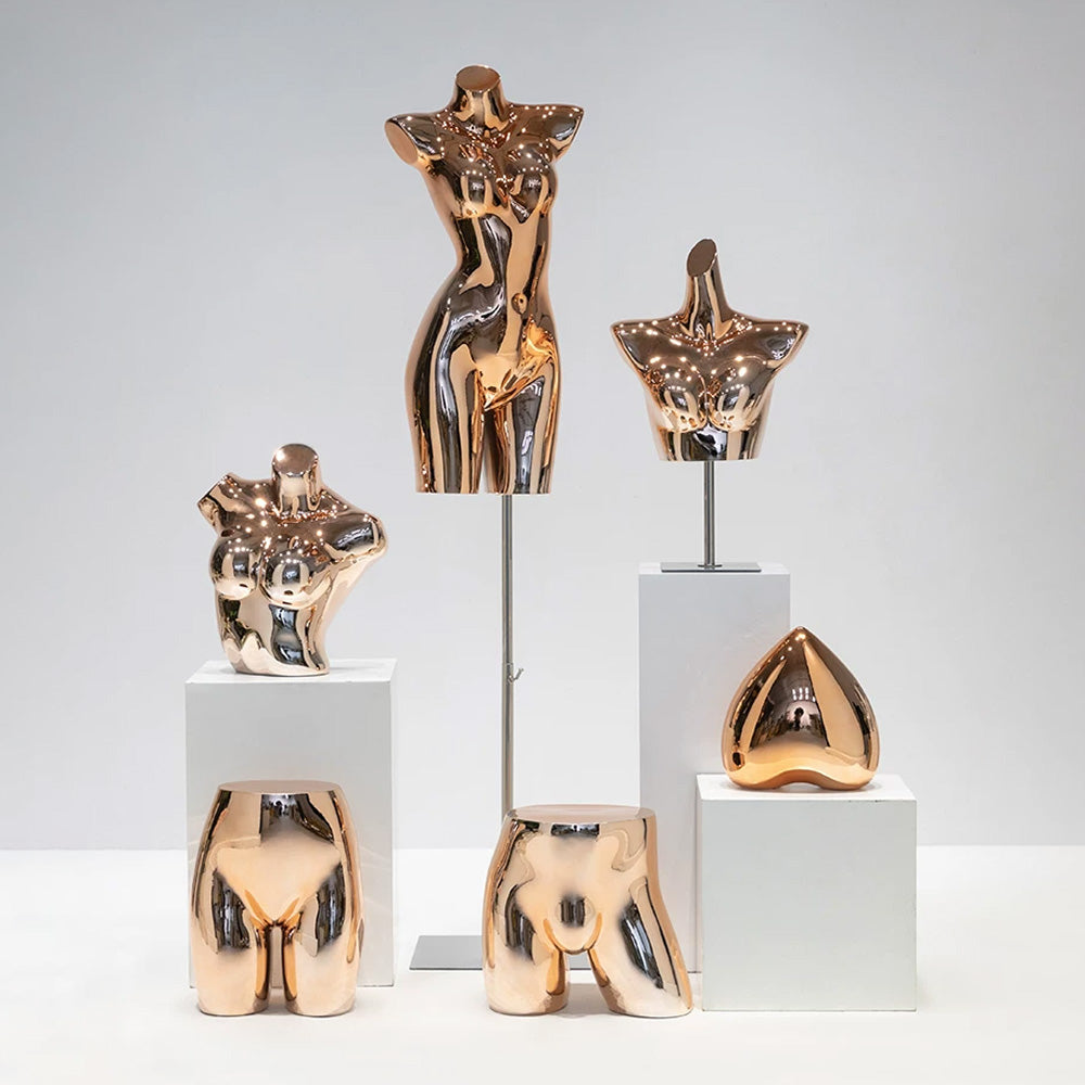 JELIMATE Electroplated Rose Gold Lingerie Mannequin | Bust Butt Form for Underwear Bikini