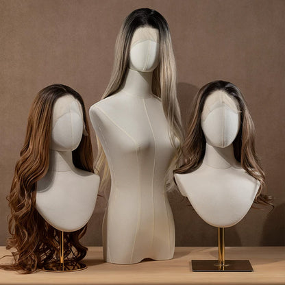 JELIMATE Fabric Mannequin Head Display Stand for Wigs Hats Scarves with Adjustable Base