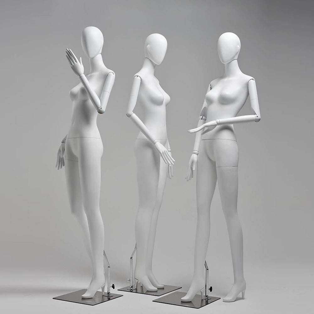 Jelimate Luxury White Full Body Mannequin Dress Form,Female Full Body Display Mannequin,Female Mannequin Torso With High Heel,Retail Clothing Store Female Display Mannequin,Clothing Display Model With White Arms JE0253