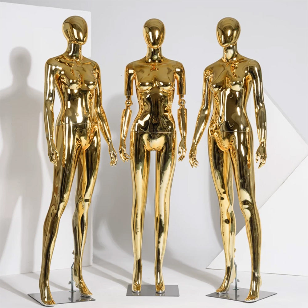 JELIMATE Electroplated Female Full Body Mannequin Window Display | Silver Gold Mirror
