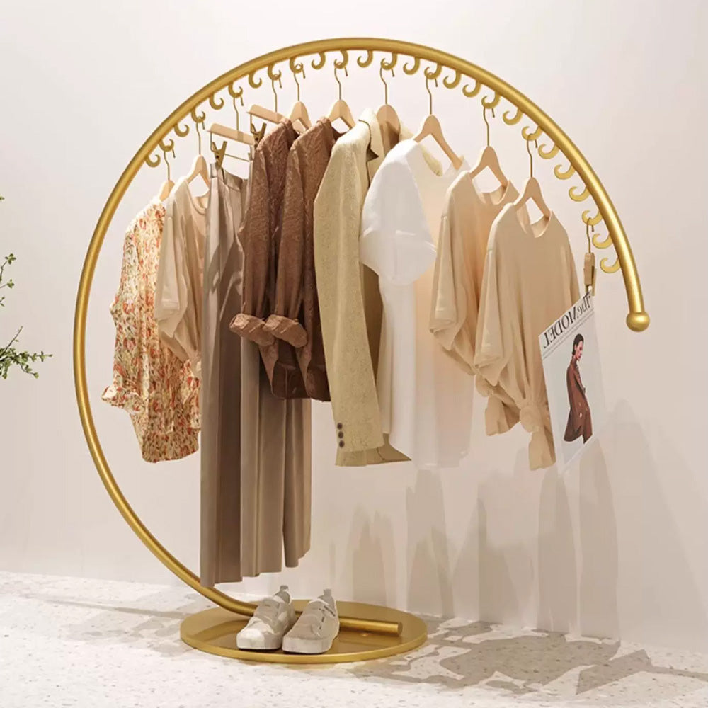 JELIMATE Arc Clothing Display Rack | Gold Iron Garment Rack for Boutique Store