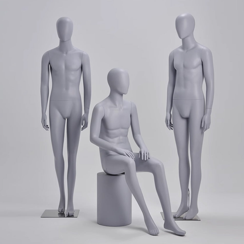 Jelimate Realistic Male Full Body Mannequin Dress Form,Grey Male Full Body Model Fiberglass Sport Mannequin,Garment Shop Window Display Male Suit Mannequin,Men Clothing Store Clothing Display Mannequin