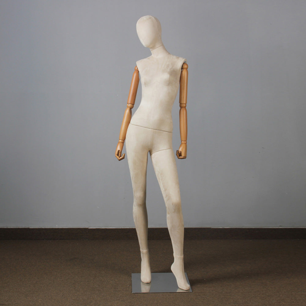 Full Body Female Mannequin Torso Display Dress Form Suede Velvet Mannequin Torso Model For Clothing Display Wooden Hand Manikin Head For Wigs – JELIMATE
