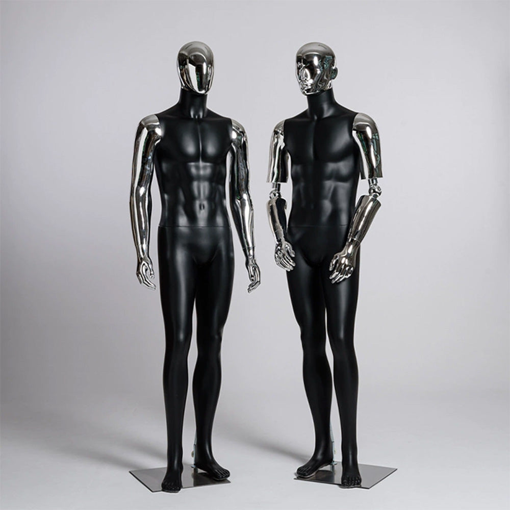 JELIMATE Matte Black Muscular Male Mannequin, Gold/Silver for Menswear Store Display
