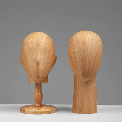 Wood Grain Mannequin Head Display Stand - Tabletop Hat Wig Holder for Retail Stores & Closet Organization