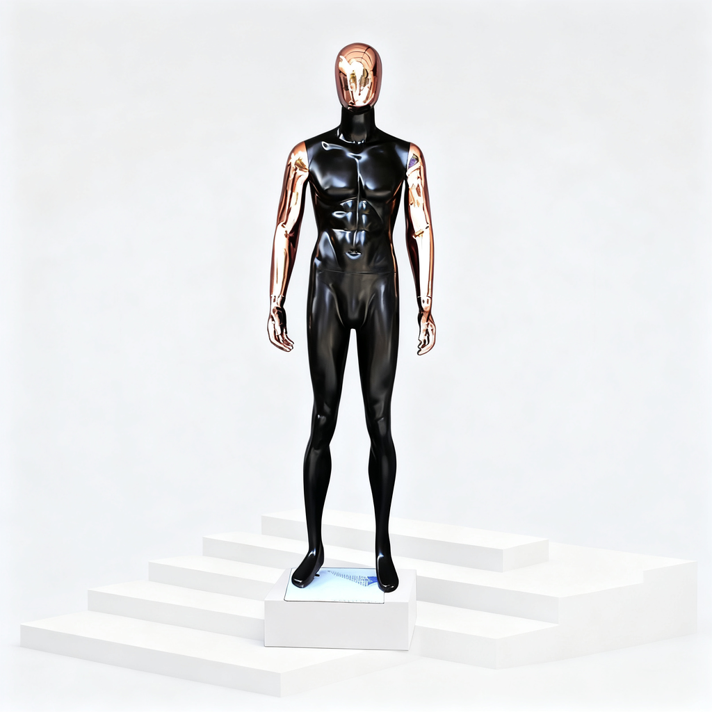 JELIMATE Rose Gold Fiberglass Mannequin - Full Body Male Display for Fashion Window