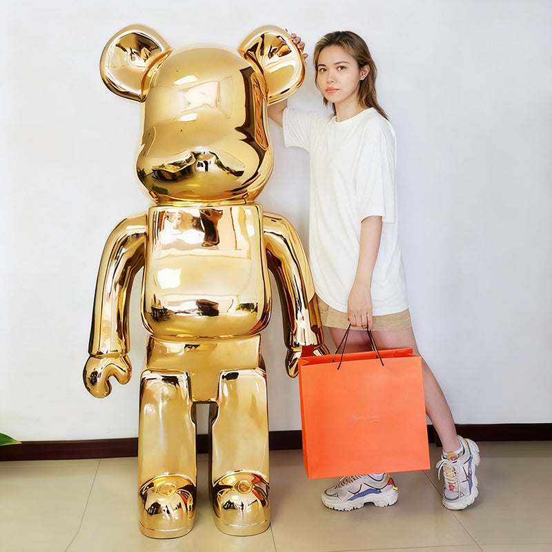 Luxury Violent Bear Ornament - Full Body Electroplated Gold Decoration for Hotel & Living Room