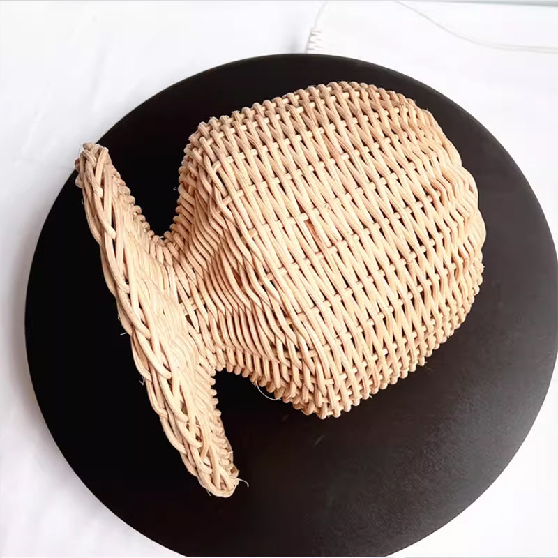 Handwoven Rattan Head Mannequin - Natural Woven Hat & Wig Display