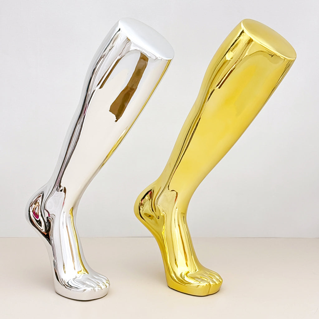 Jelimate Electroplated Left Leg Mannequin for Shoes, Socks & Jewelry – Gold Silver