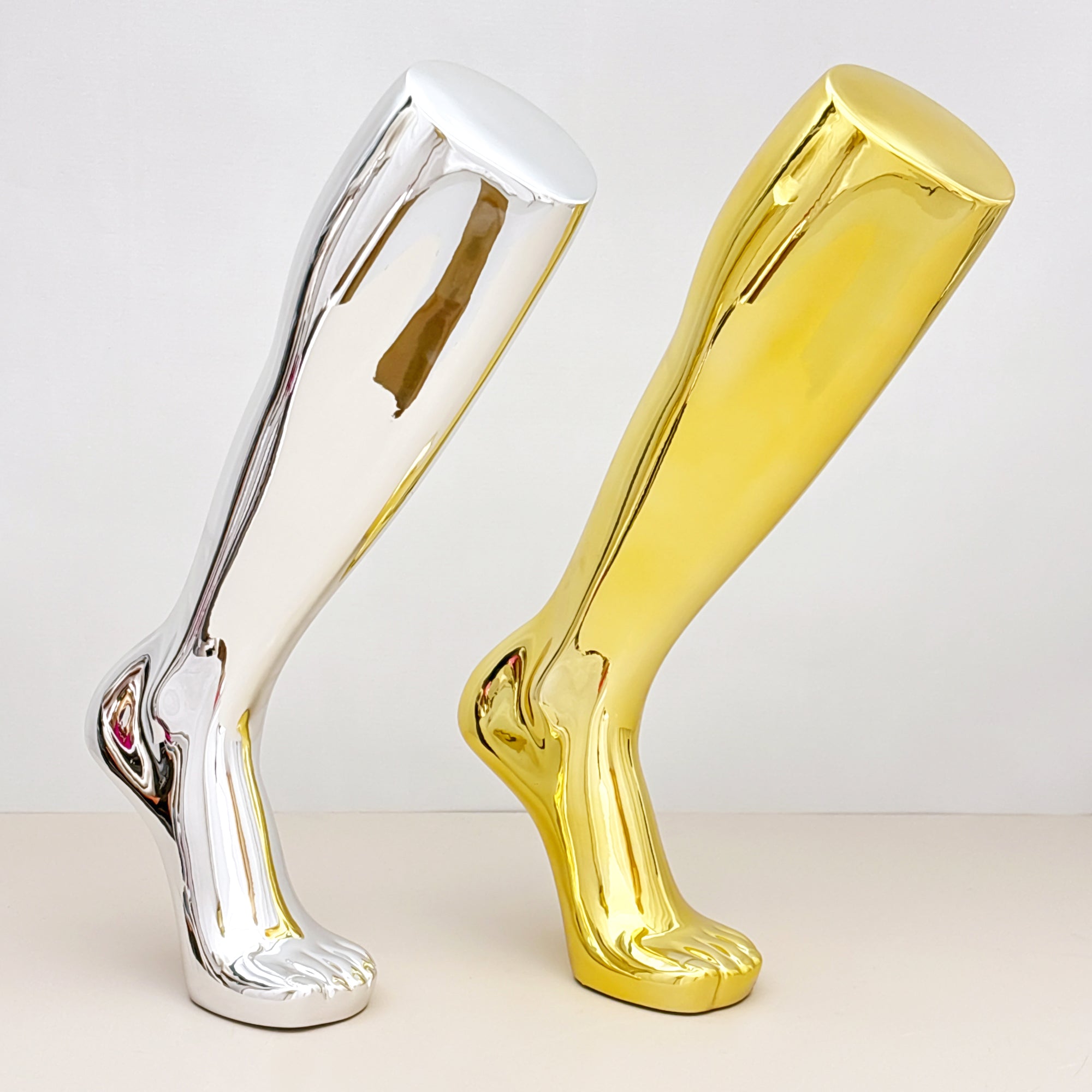 Jelimate Electroplated Left Leg Mannequin for Shoes, Socks & Jewelry – Gold Silver