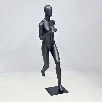 Running Mannequin Full Body Black Fiberglass Athletic Display Stand Male Female Gym Store