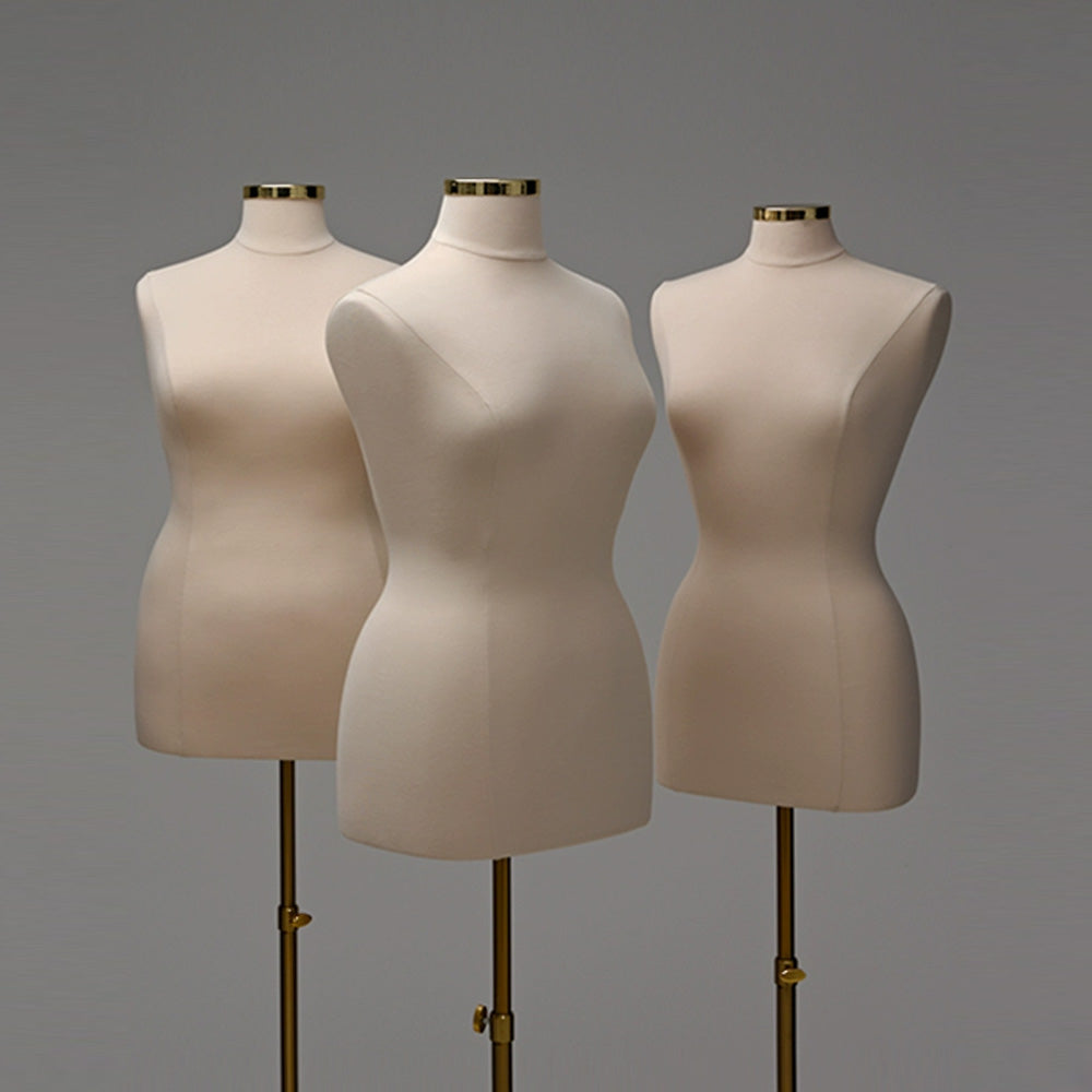 Jelimate Half Body Plus Size Female Mannequin Torso - Pinnable Dress Form with Beige Velvet Cover