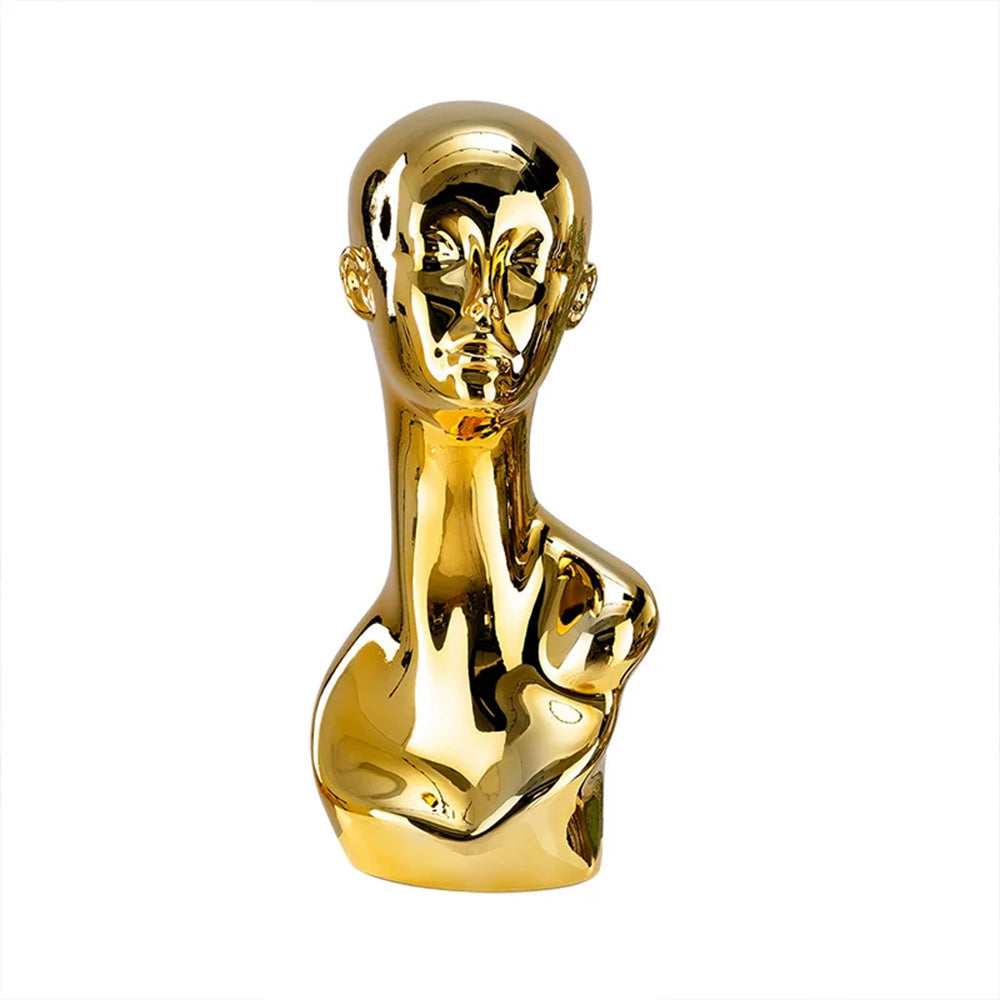 Electroplated Mannequin Head Display Stand - Wig Hat Scarf Jewelry Display Prop for Retail Stores