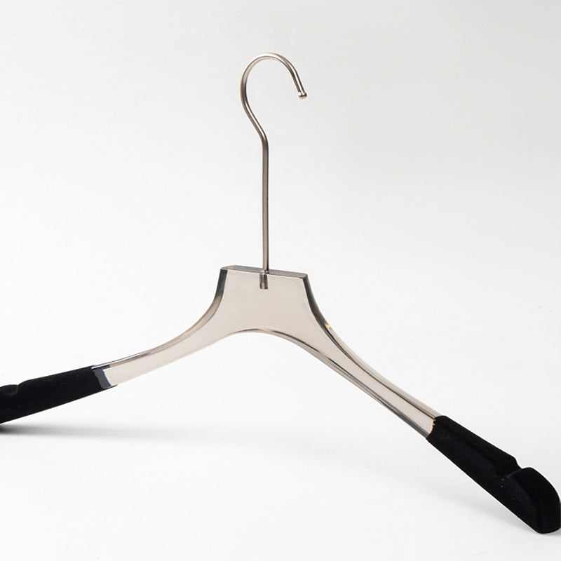 Jelimate Fashion Transparent Grey Acrylic Pant Clothing Hanger Special Clothing Store Velvet Shoulder Adult Clothes Display Hanger Crystal Clear Garment Hanger Simple Wedding Dress Hanger Clothing Display Rack