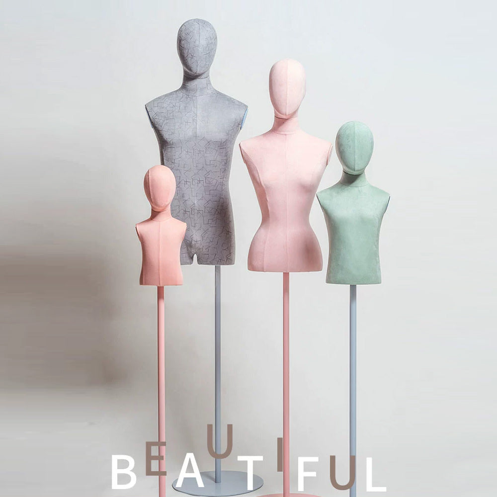 Jelimate Male Kid Female Mannequin Torso With Wooden Arms,Colorful Velvet Dress Form Model Leather Mannequin,Window Dress Form Clothing Dress Form