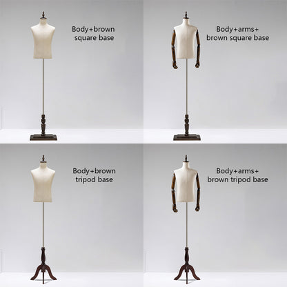 Maniquí de mujer de lino gris de lujo Jelimate, maniquí de exhibición de torso de mujer, modelo de exhibición de vestido de novia, maniquí de cabeza de maniquí con brazos de madera