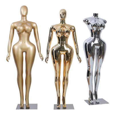 Premium Chrome Plated Female Mannequin - Full Body Display Stand for Boutique