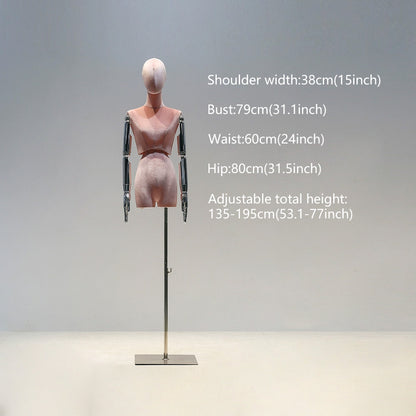Jelimate Female Mannequin Torso,Female Half Body Mannequin Dress Form,Colorful Velvet Mannequin Torso With Silver Gold Arms,Clothing Store Clothing Display Mannequin,Female Display Dress Form Model