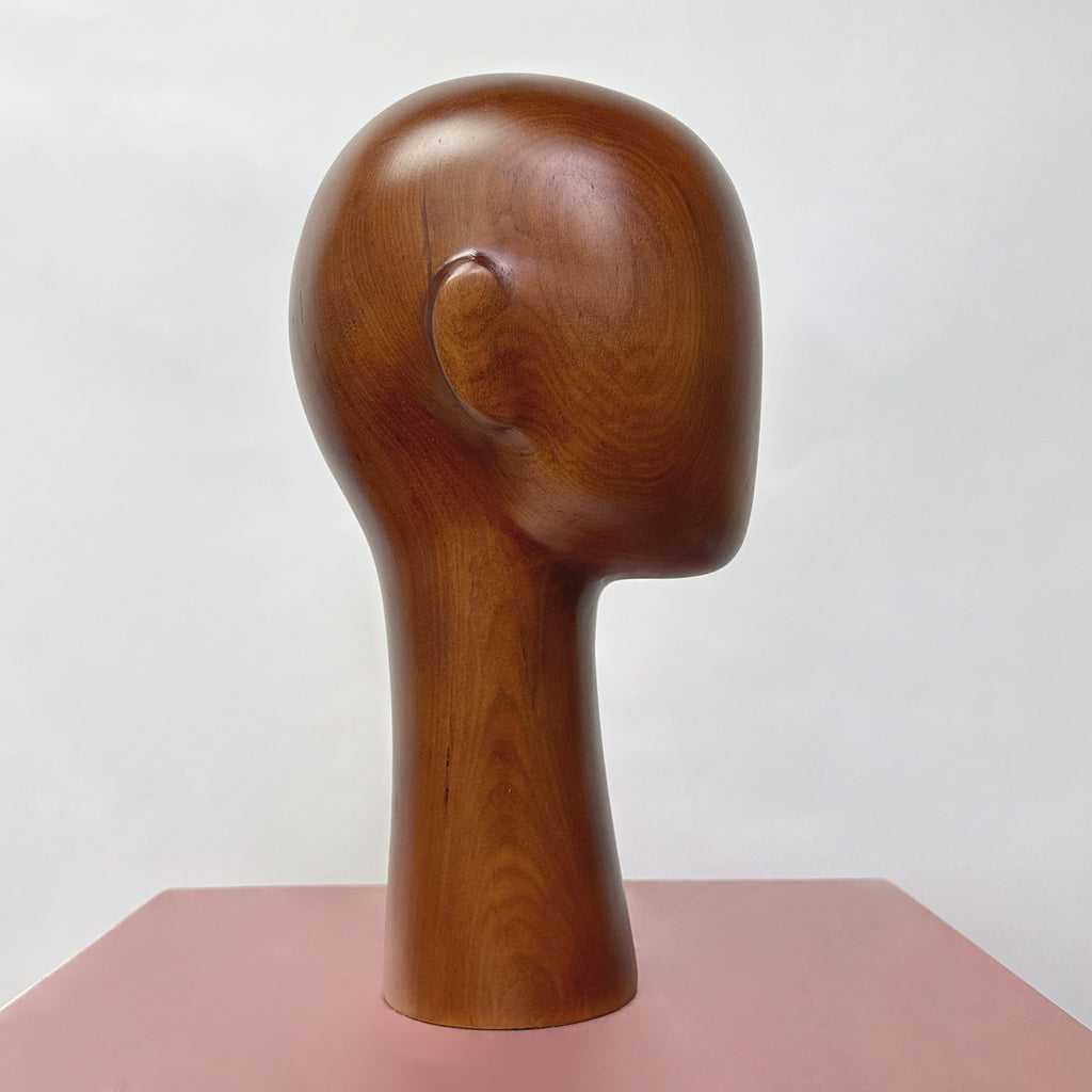 Jelimate Brown Wooden Mannequin Head Form Hat Display Head,Wood Head Mannequin For Hat Display Stand,Headband Wig Sunglasses Display Head Model