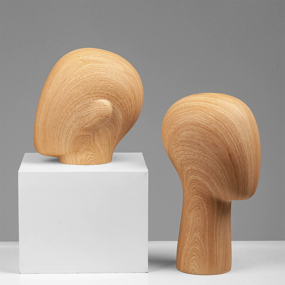 Wood Grain Mannequin Head Display Stand - Tabletop Hat Wig Holder for Retail Stores & Closet Organization