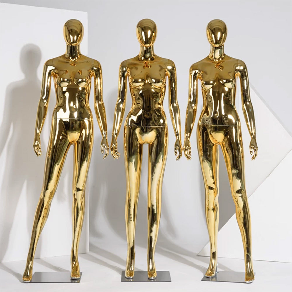 JELIMATE Electroplated Female Full Body Mannequin Window Display | Silver Gold Mirror