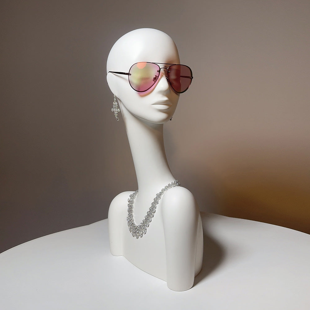 Luxury Fiberglass Mannequin Head - White Display Stand for Wigs & Jewelry