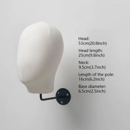 JELIMATE Wall Mount Mannequin Head Display Stand for Hats Wigs Glasses Earrings