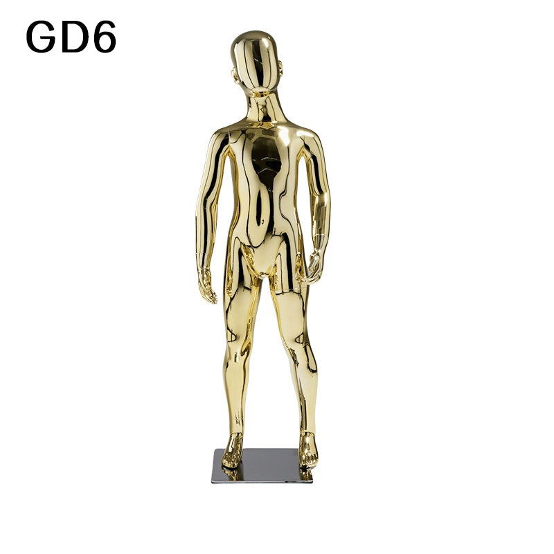 Luxury Gold Kids Mannequin Display | Mirror Finish Child Full Body Window Display Mannequin | JELIMATE