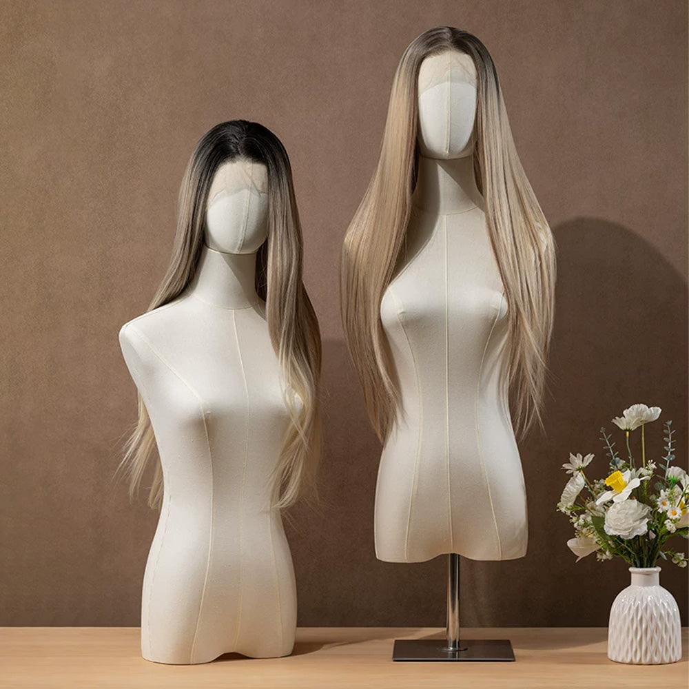 JELIMATE Fabric Mannequin Head Display Stand for Wigs Hats Scarves with Adjustable Base
