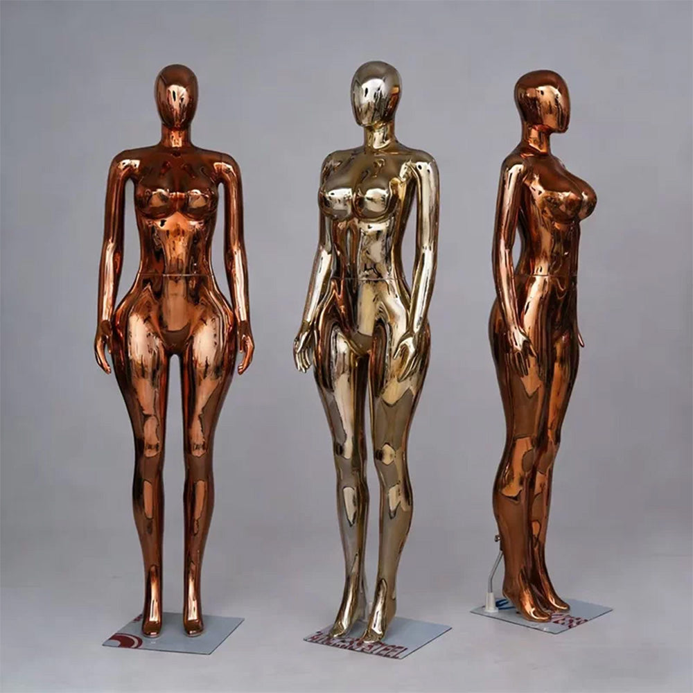 JELIMATE Plus Size Electroplated Female Mannequin 3 Colors, Curvy Window Display Fixture